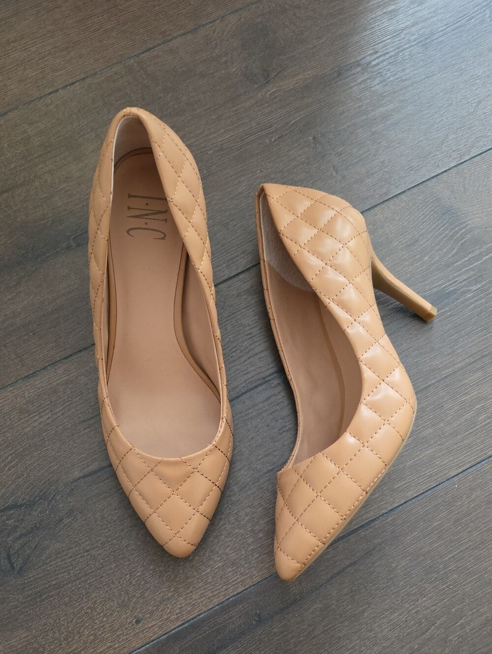 INC International Concepts Quilted Beige Pointed-Toe Pump
